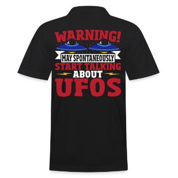 Warning! May Spontaneously Start Talking About - Men's Polo Shirt - black - Back - Kai (181cm)