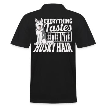 Siberian Husky Everything Tastes Better With - Men's Polo Shirt - black - Back - Kai (181cm)