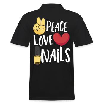 Peace Love Nails Nail Tech Nail Technicien - Polo Homme - noir - Dos - Kai (181cm)