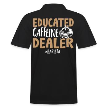 Gebildeter Koffein-Händler Barista Kaffeemaschine - Männer Poloshirt - Schwarz - Hinten - Kai (181cm)
