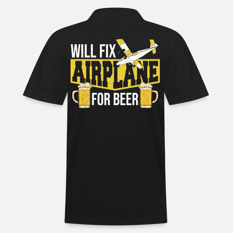 Wird Flugzeug für Bier reparieren - Männer Poloshirt - Schwarz