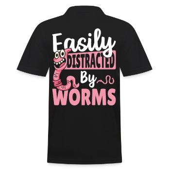 Easily Distracted By Worms Worm Farming - Men's Polo Shirt - black - Back - Kai (181cm)