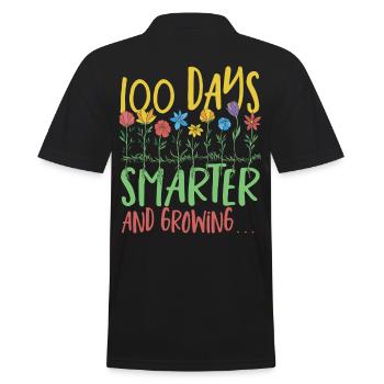 100 Tage schlauer und wachsend 100 Tage Schule - Männer Poloshirt - Schwarz - Hinten - Kai (181cm)