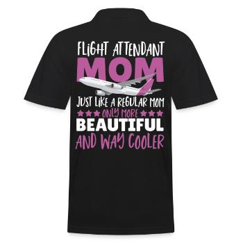 Flight Attendant Mom Genau wie eine normale Mom - Männer Poloshirt - Schwarz - Hinten - Kai (181cm)