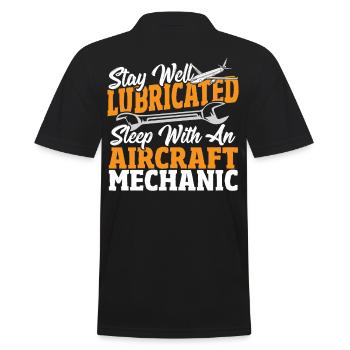 Stay Well Lubricated Sleep With Aircraft Mechanic - Men's Polo Shirt - black - Back - Kai (181cm)