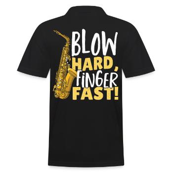 Soufflez fort, doigt vite! Saxophoniste Saxophone - Polo Homme - noir - Dos - Kai (181cm)