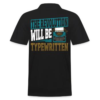 The Revolution Will Be Typewritten Typewriter - Men's Polo Shirt - black - Back - Kai (181cm)