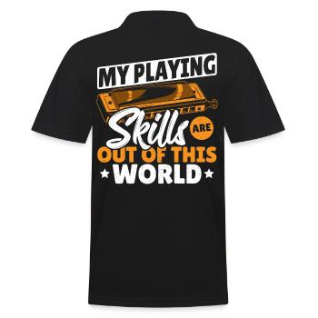 My Playing Skills Are Out Of This World Harmonica - Men's Polo Shirt - black - Back - Kai (181cm)