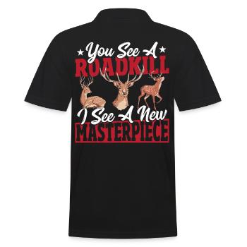 Du siehst einen überfahrenen Tierkörper, ich sehe - Männer Poloshirt - Schwarz - Hinten - Kai (181cm)