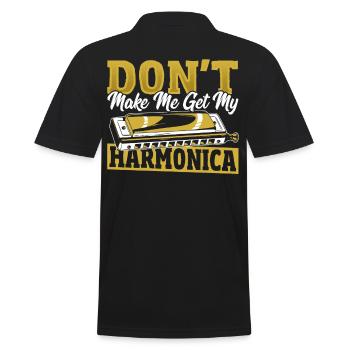 Zwing mich nicht, meine Mundharmonika zu erhalten - Männer Poloshirt - Schwarz - Hinten - Kai (181cm)