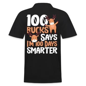 100 Bucks sagen, ich bin 100 Tage klüger 100 Tage - Männer Poloshirt - Schwarz - Hinten - Kai (181cm)