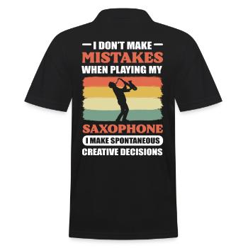 Ich mache keine Fehler, wenn ich Saxophon spiele - Männer Poloshirt - Schwarz - Hinten - Kai (181cm)