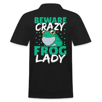 Beware Crazy Frog Lady Frog Lover - Men's Polo Shirt - black - Back - Kai (181cm)