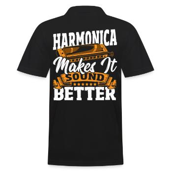 Harmonica Makes It Sound Better Harmonica Player - Men's Polo Shirt - black - Back - Kai (181cm)