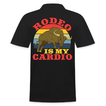 Rodeo ist mein Kardio Rodeo Bullriding - Männer Poloshirt - Schwarz - Hinten - Kai (181cm)