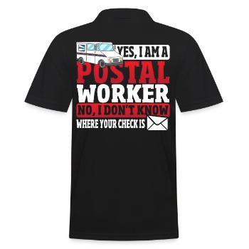 Ja, ich bin Postangestellter Postangestellter - Männer Poloshirt - Schwarz - Hinten - Kai (181cm)