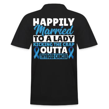 Kicking The Crap Outta Thyroid Cancer Awareness - Men's Polo Shirt - black - Back - Kai (181cm)