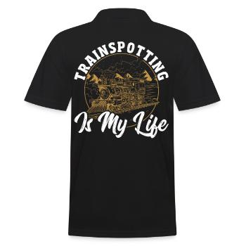 Trainspotting Is My Life Trainspotter Train - Men's Polo Shirt - black - Back - Kai (181cm)