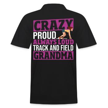 Crazy Proud Always Loud Track And Field Grandma - Men's Polo Shirt - black - Back - Kai (181cm)