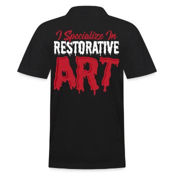 I Specialize In Restorative Art Mortician Funeral - Men's Polo Shirt - black - Back - Kai (181cm)