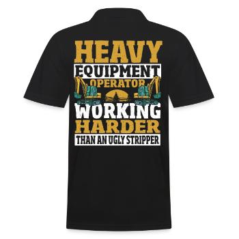 Heavy Equipment Operator Working Harder Than Ugly - Men's Polo Shirt - black - Back - Kai (181cm)