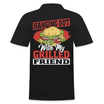 Traîner avec mon ami hamburger grillé - Polo Homme - noir - Dos - Kai (181cm)