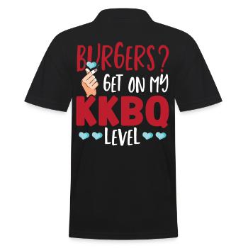 Burgers? Get On My KKBQ Level Korean BBQ Asian - Men's Polo Shirt - black - Back - Kai (181cm)