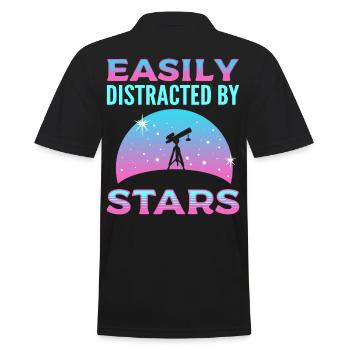 Leicht ablenkbar durch Sterne Astronomy Astronomer - Männer Poloshirt - Schwarz - Hinten - Kai (181cm)