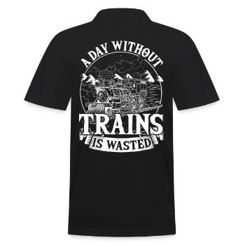 Ein Tag ohne Züge ist vergeudet Eisenbahn Railfan - Männer Poloshirt - Schwarz - Hinten - Kai (181cm)