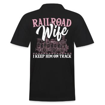 Railroad Wife I Keep Him On Track Railroader - Men's Polo Shirt - black - Back - Kai (181cm)