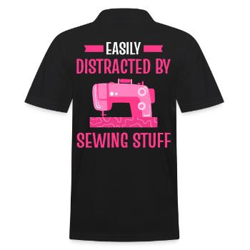 Leicht ablenkbar durch Nähzeug Sewing Lover Sewer - Männer Poloshirt - Schwarz - Hinten - Kai (181cm)