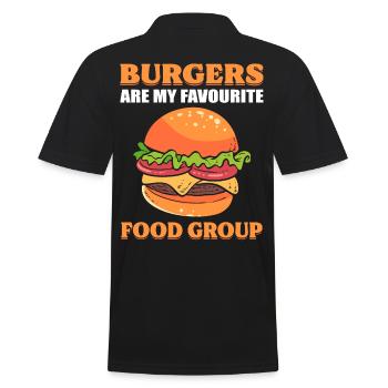 Burger sind meine Lieblingsnahrungsgruppe - Männer Poloshirt - Schwarz - Hinten - Kai (181cm)