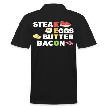 Steak Oeufs Beurre Bacon Keto Diète - Polo Homme - noir - Dos - Kai (181cm)