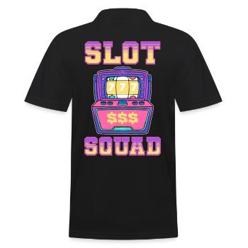 Slot Squad Lucky Slot Machine Casino Gambling - Men's Polo Shirt - black - Back - Kai (181cm)