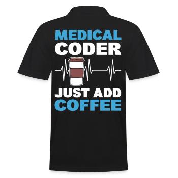 Medizinischer Codierer Einfach Kaffee hinzufügen - Männer Poloshirt - Schwarz - Hinten - Kai (181cm)