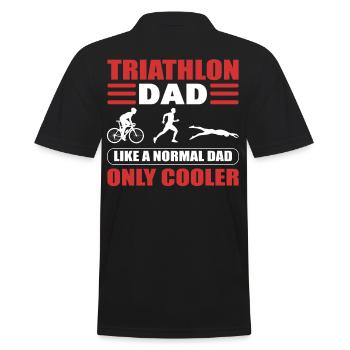 Triathlon-Dad wie ein normaler Dad nur cooler - Männer Poloshirt - Schwarz - Hinten - Kai (181cm)