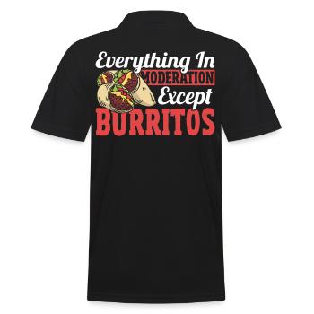 Everything In Moderation Except Burritos Burrito - Men's Polo Shirt - black - Back - Kai (181cm)
