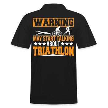 Triathlete Warning May Start Talking About - Men's Polo Shirt - black - Back - Kai (181cm)