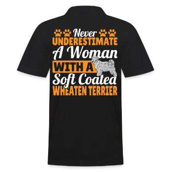 Unterschätzen Sie niemals eine Frau mit Soft - Männer Poloshirt - Schwarz - Hinten - Kai (181cm)