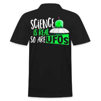 Wissenschaft ist real, UFOs sind es auch UFO Alien - Männer Poloshirt - Schwarz - Hinten - Kai (181cm)