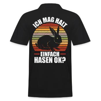 Ich mag halt einfach Hasen OK? Süsses Hasi - Männer Poloshirt - Schwarz - Hinten - Kai (181cm)