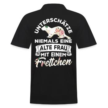Unterschätze niemals eine alte Frau mit Frettchen - Männer Poloshirt - Schwarz - Hinten - Kai (181cm)