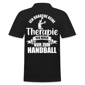 Ich brauche keine Therapie Ich muss nur zum - Männer Poloshirt - Schwarz - Hinten - Kai (181cm)