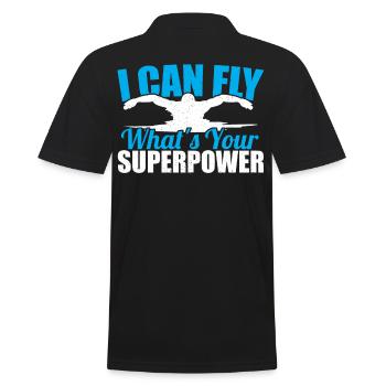 Swimmer I Can Fly What's Your Superpower Swimming - Men's Polo Shirt - black - Back - Kai (181cm)