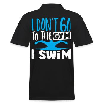 Schwimmer Ich gehe nicht ins Fitnessstudio Ich - Männer Poloshirt - Schwarz - Hinten - Kai (181cm)