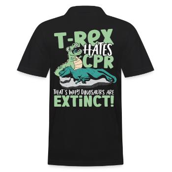 T-Rex hasst HLW Deshalb sind Dinosaurier - Männer Poloshirt - Schwarz - Hinten - Kai (181cm)