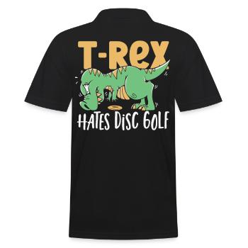 T-Rex hasst Disc Golf T Rex Dinosaurier - Männer Poloshirt - Schwarz - Hinten - Kai (181cm)