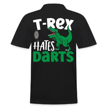T-Rex hasst Darts T-Rex Dinosaurier-Liebhaber - Männer Poloshirt - Schwarz - Hinten - Kai (181cm)
