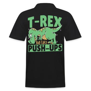 T-Rex No Like Push-Ups TRex Dinosaurier - Männer Poloshirt - Schwarz - Hinten - Kai (181cm)
