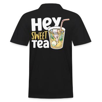 Süßer Tee Eistee Hey Sweet Tea - Männer Poloshirt - Schwarz - Hinten - Kai (181cm)